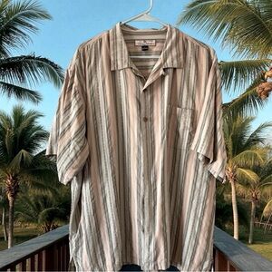 Tommy Bahama Men's Silk Striped Button-Up Shirt - Size XL resort wear vacation